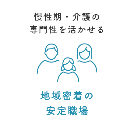 慢性期・介護の専門性を活かせる 地域密着の
安定職場